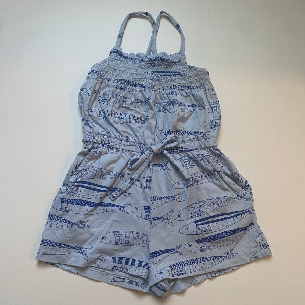 Tea Collection Blue Fish Print Romper
